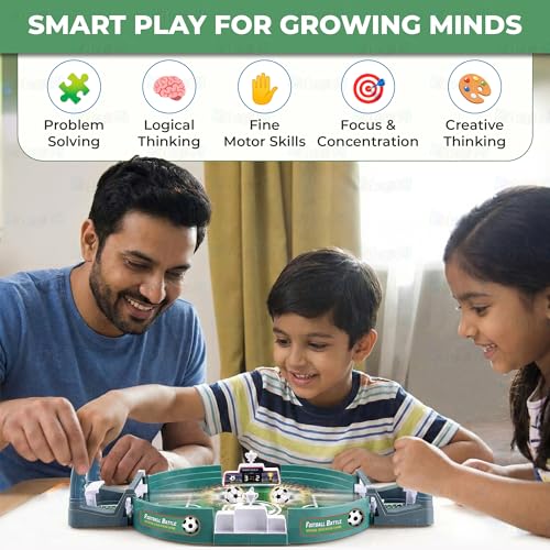 Image of Kidology Football Table Interactive Game for Kids | Indoor Mini Football Board Game 2 Players | Portable Table Football Soccer Game Set with Balls, Goals & Controllers | Fun Sports Toy & Gift for Kids