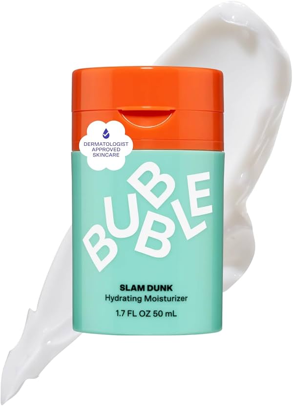 Bubble Skincare Slam Dunk Hidratante Facial - Tamaño Viaje Loción Facial Ligera con Vitamina E + Aloe Vera - Humectante Facial Diario para Piel Normal y Seca con Protección contra Luz Azul (50ml) Hidratante