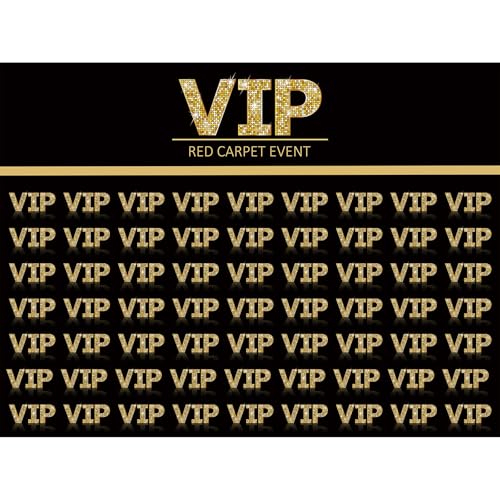 VIP Backdrop VIP on Black Background Backdrop VIP Red Carpet Party Decorations Banner Black Gold VIP Star Stage Background Celebrity Prom Film Premiere Award Ceremony Birthday Photo Props 7x5ft