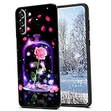 reveas cleiorn Compatible with Samsung Galaxy S22 Case, Beauty or Beast Pink Rose Snow Flower Petals...