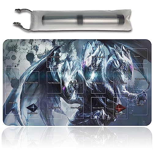Brettspiel TCG Spielmatten + Gift Free Bag + with Card Zones,YGO Card Game Table Mat Größe 60X35CM Kompatibel Mit Trading Card Game Mat (YGO-G-9)