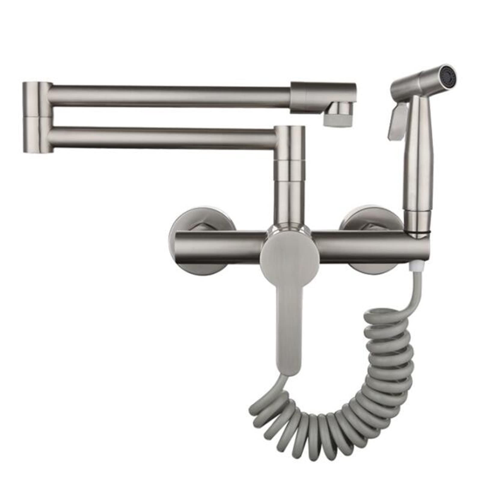 ZYCHSJXA Wall Mounted Kitchen Faucet Folding Hot Water and Cold Retractable Spray Gun Sink
