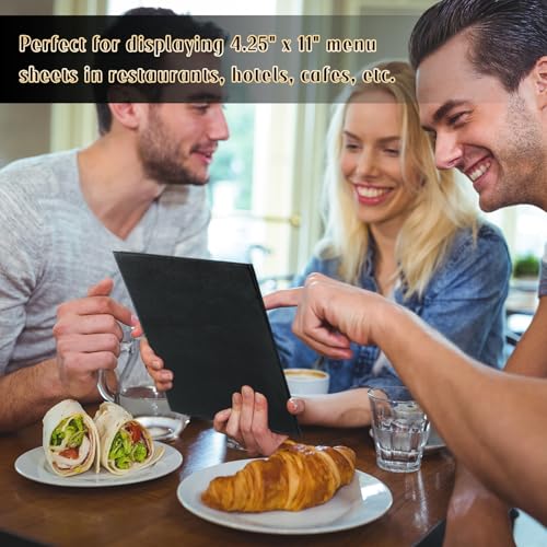 restaurant menu covers holders 42534 x 1134  pack of 10 synthetic leather double fold panels 2 view angled corners black for wine list drinks 10 double fold panels 2 view 425 x 11 inch