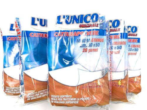 Panni Catturapolvere Elettrostatici Tessuto Goffrato Antipolvere per Pulizia Casa Mobili Pavimenti Superfici – Panni per Spolverare ad Alta Cattura Polvere Capelli e Sporco – Confezione 5x (30X50)