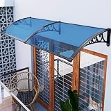 Backyard Deck Awning 32x24 in/80x60 cm, Complete Awning Kit with Plastic Steel Bracket Kit, Black Bracket Blue Panel Outdoor Awning for Patio Window Awning, Reach Out 24/32/39/47 inchs