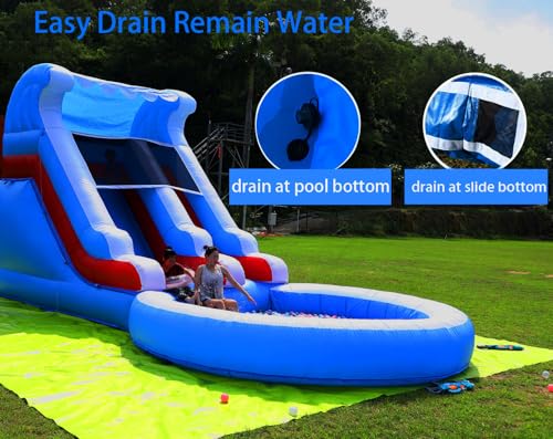 24FT(L) Commercial Grade Water Slide for Kids Adults, (Heavy Duty Full PVC) (Big Airtight Water Pool), (950w UL Blower), Inflatable Waterslide for Backyard, Ocean Outdoor Slide Park, 24x13x12ft