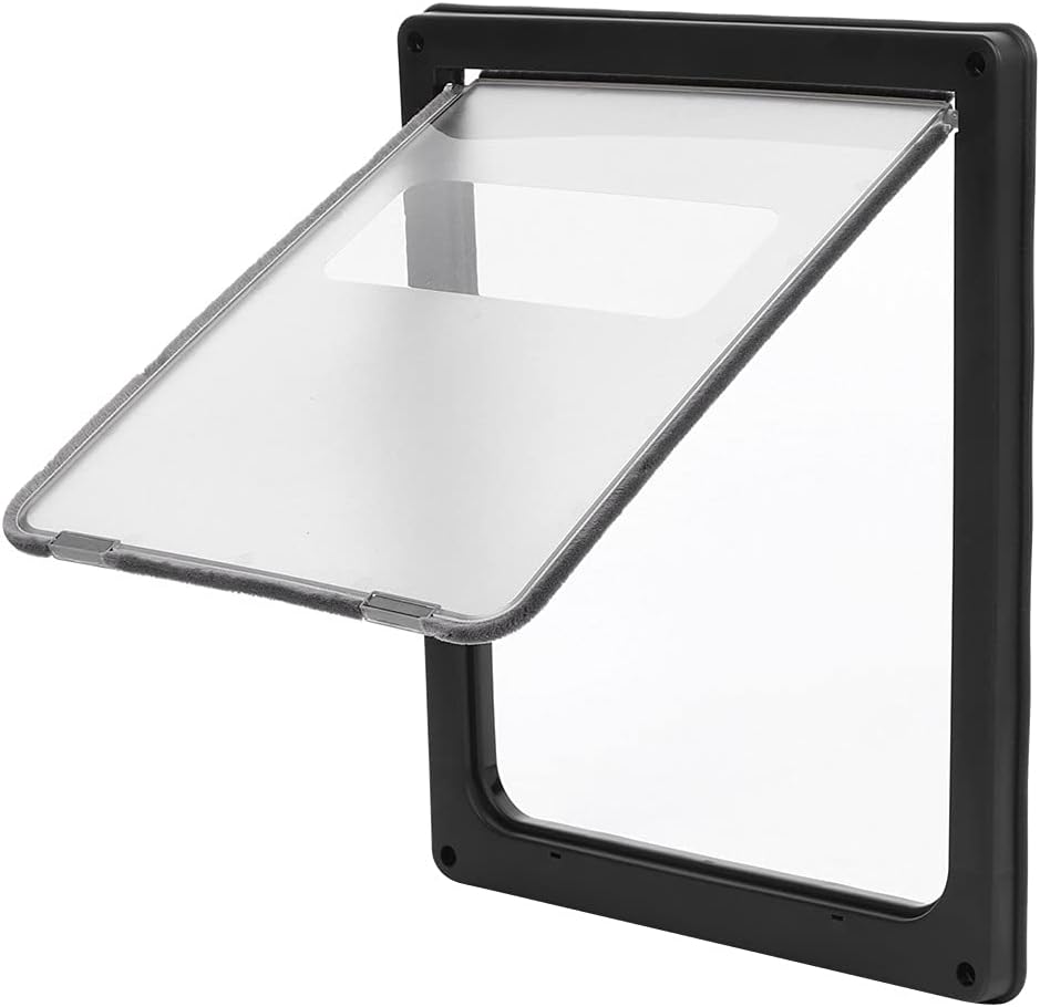 Cat Safe Door, Acrylic Freely Enter Out Cat Door, Easy Installation Privacy Door for Home, Office (Black)