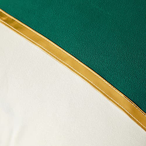 Image of Fancy Homi 2 Packs Christmas Green Throw Pillow Covers 18x18 Inch for Living Room Couch Bed, Green and White Velvet Patchwork with Gold Leather, Christmas Home Decor Square Cushion Case 45x45 cm