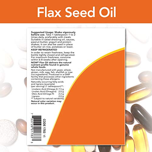 Now Supplements, Certified Organic High Lignan Flax Seed Oil, Cold-Pressed And Unrefined, 12-Ounce #TOP2