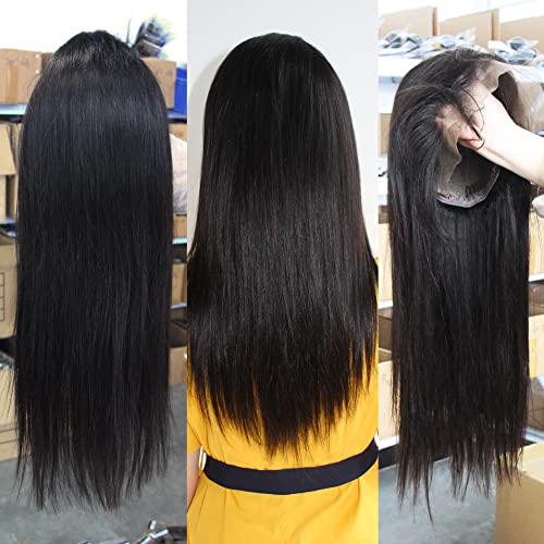 Subella 10A Hd Lace Front Wigs Human Hair Pre Plucked Hairline With Baby Hair 180 Density 13X4 Brazilian Straight Human Hair Wigs For Black Women Natural Black Color (14Inch) #TOP3