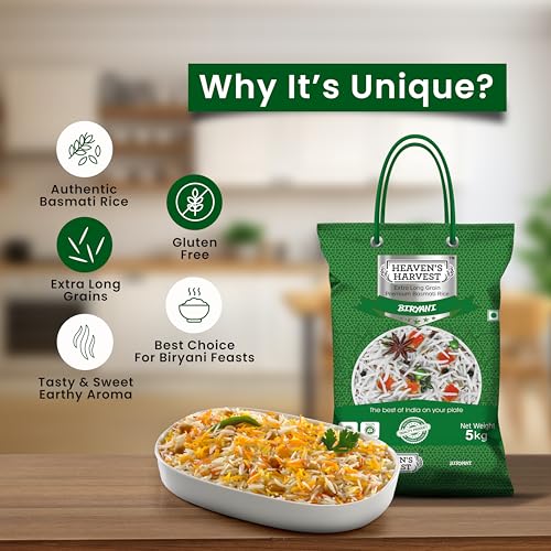 Image of Heaven's Harvest Extra Long Grain Biryani Basmati Rice | 5 KG (Pack of 2)
