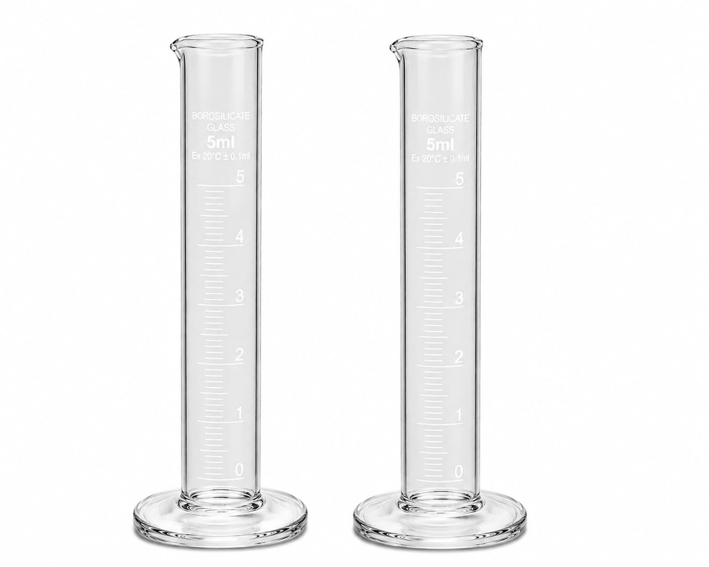 Borosilicate Glass Measuring Cylinder 5 mL with Round Base – White Graduations, Laboratory Graduated Cylinder for Chemistry, Science, Research & Industrial Use (Pack of 2)-image-48
