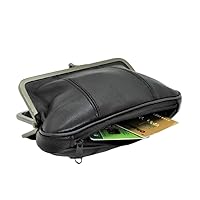 リバティと本革の親子がま口財布、ブラックキルティングがま口ショルダーバッグ リバティと本革の親子がま口財布、ブラックキルティングがま口