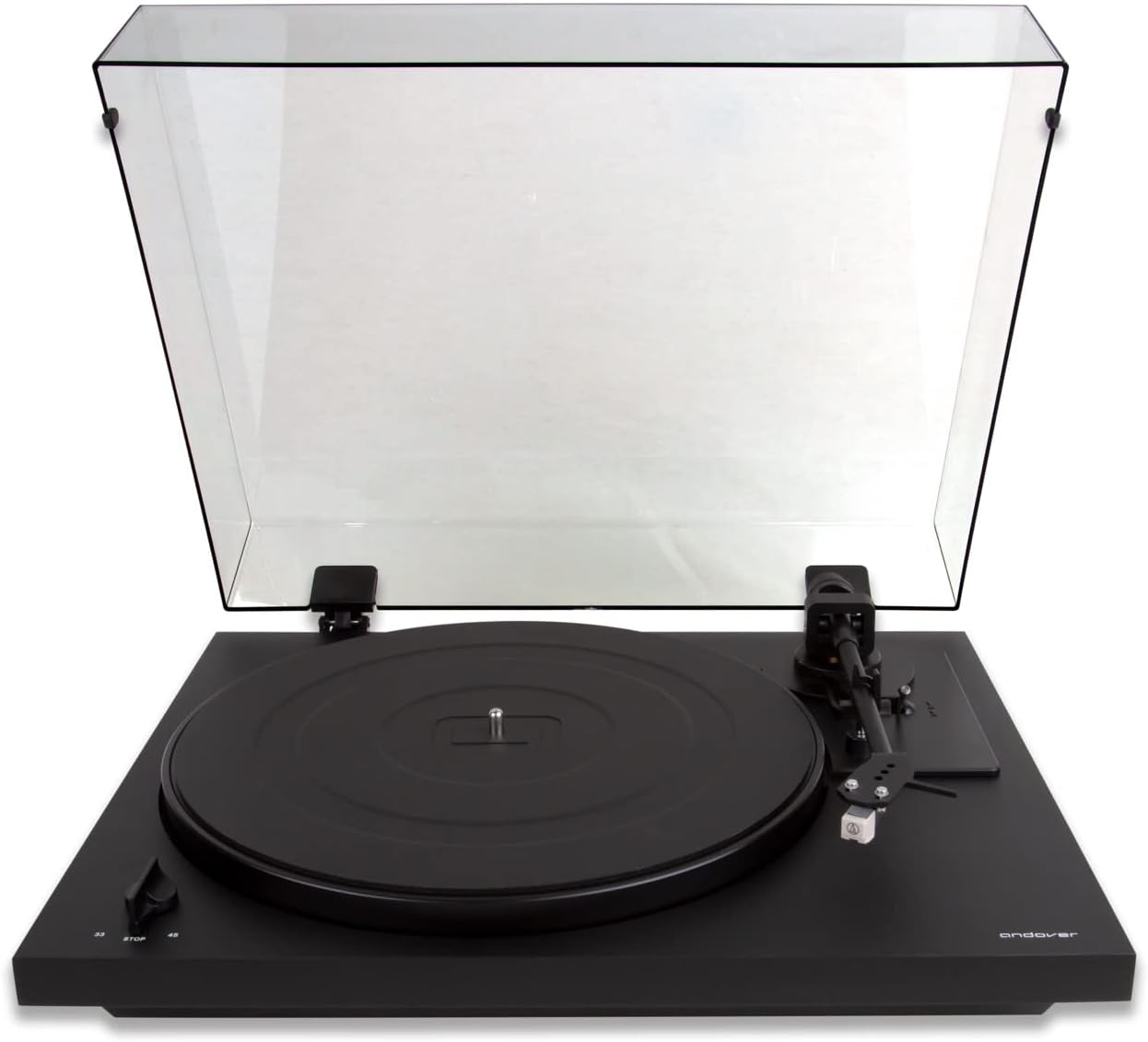 SpinDeck 2 Turntable for Vinyl Record Playback - Semi-Automatic, Beginner-Friendly with Rubber Isolation Feet, Tonearm & Cartridge Included, Spinbase Compatible - Black