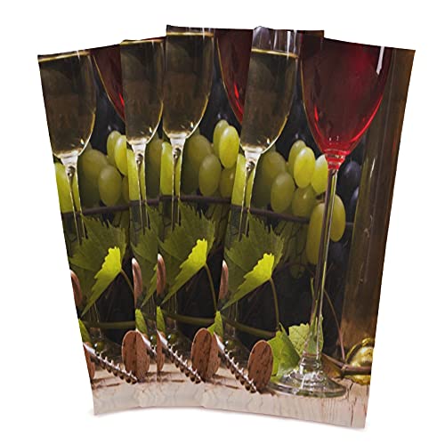 Red Wine Grape Floral Dish Towel Cloth Kitchen Bath Hand Towels 18X28 In Super Absorbent Lint Free Cleaning Cloths Tea Bar Soft Towel Kitchen Accessories Set Of 1 #TOP1