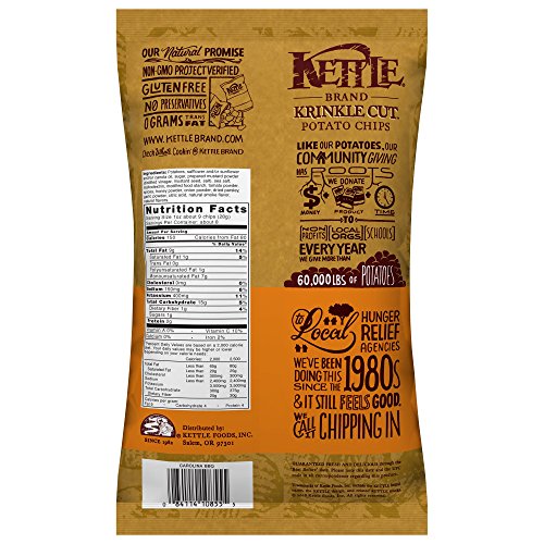 Image of Kettle Brand Krinkle Cut Potato Chips, Carolina BBQ, 8.5 Ounce (Pack of 12)
