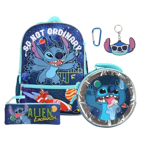 BIOWORLD Unisex Lilo & Stitch 5 Piece Backpack Set (Little Kid/Big Kid) Purple One size