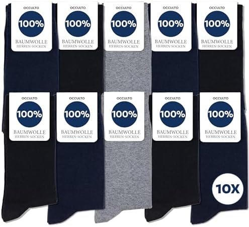 Occulto Herren 100% Baumwolle Socken 10-20er Pack (Modell: Ingo)
