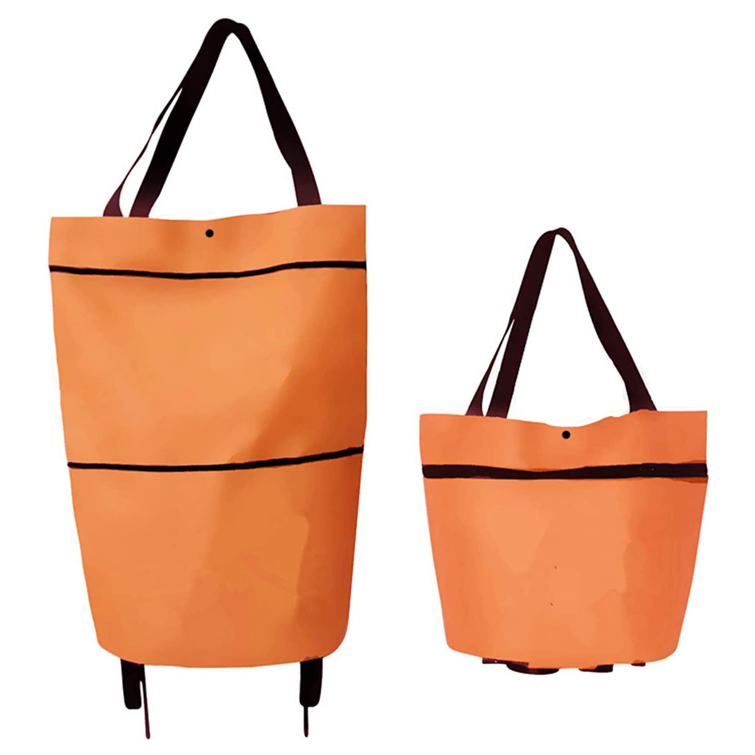 Oasisgalore2-in-1 Foldable Shopping Cart with Wheels, Portable Collapsible Trolley Bag