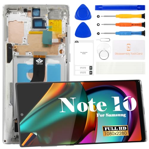 TFT for Samsung Galaxy Note 10 Screen Replacement for Samsung Note 10 LCD Display for SM-N970F, SM-N970U Touch Screen Digitizer Assembly with Frame (NO Fingerprint Function) (Silver)