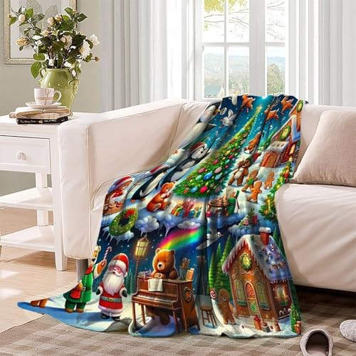 Couverture pingouin en microfibre 127x152 cm pour lit d'adolescent