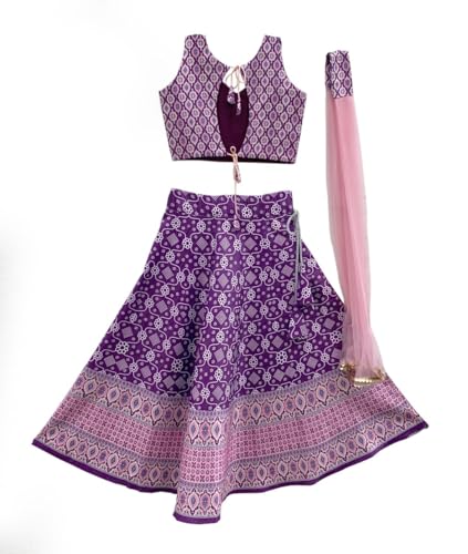Image of Girls Art Silk Lehenga Choli Set with Net Dupatta