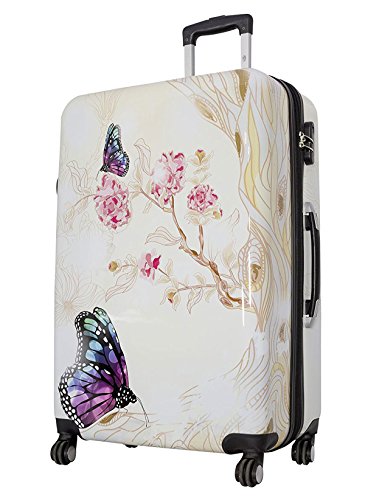 Bowatex Reisekoffer Schmetterling Creme Großer 115 Li hübsche Motiv Koffer 77 cm