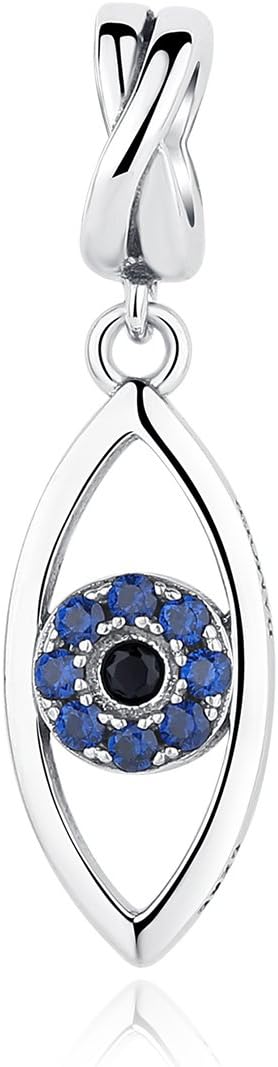 Morsun Valentine's Day Gift 925 Sterling Silver Evil Eyes Charm Pendant For Necklace With Blue Cubic Zirconia