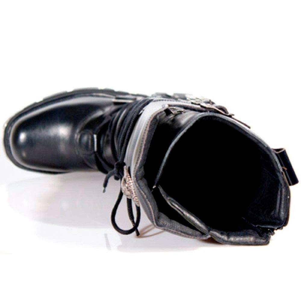 New Rock Newrock 272 Metallic Black Goth Knee High Zip Boot Leather Buckle Boots product thumbnail 7
