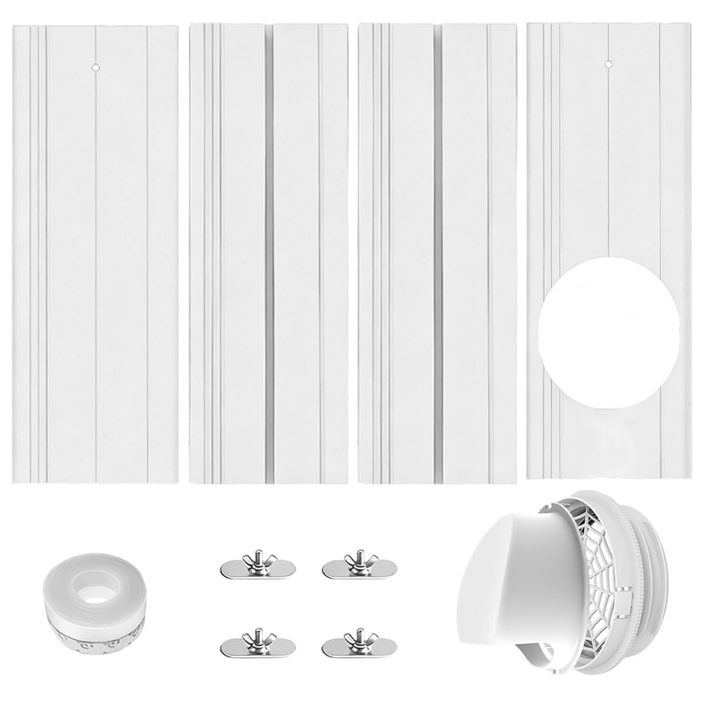 4 Pièces Kit Calfeutrage Climatiseur Fenêtre, Kit Fenetre pour Climatiseur Mobile, Kit fenêtre climatiseur Mobile, Convient aux fenêtres Coulissantes Verticales/Horizontales
