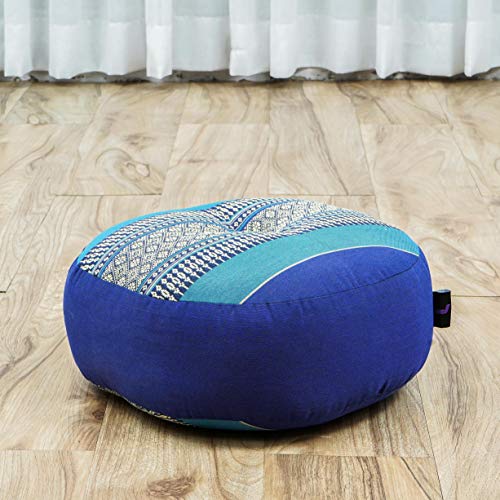 Image of Leewadee Meditation Cushion Set - 1 Small Zafu Yoga Pillow and 1 Small Roll-Up Zabuton Mat Filled with Kapok
