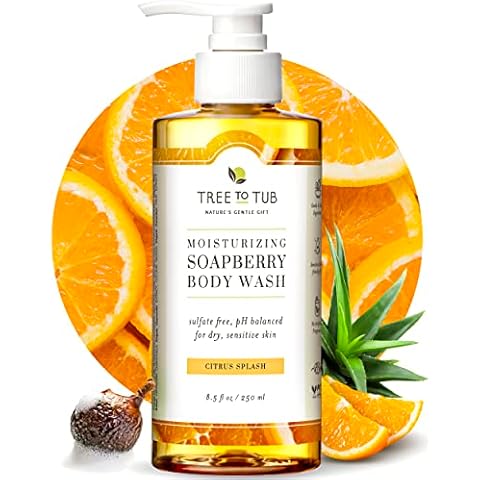 Tree To Tub Citrus Body Wash for Dry Skin & Sensitive Skin - pH Balanced Moisturizing Body Wash, Hydrating Sulfate Free Body Soap for Women & Men w/ Organic Shea Butter, Aloe Vera, Natural Soapberry Cover
