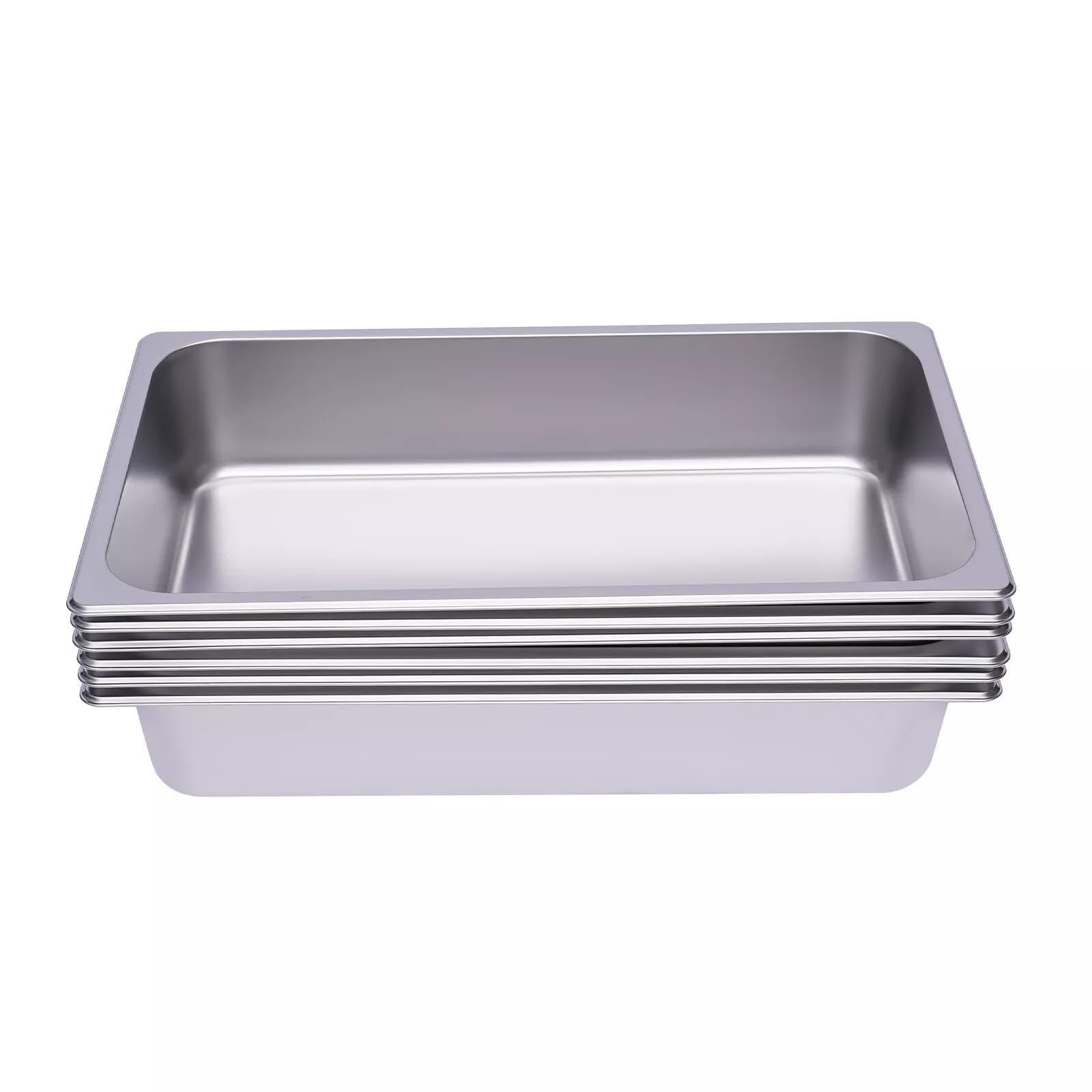 6 unidades GN Contenedor Acero Inoxidable Cuenco Rectangular, Cuencos de Alimentos 1/1 Contenedor de Gastronomía 53 x 33 x 10 cm Recipiente de Acero Inoxidable Recipiente Gastronorm