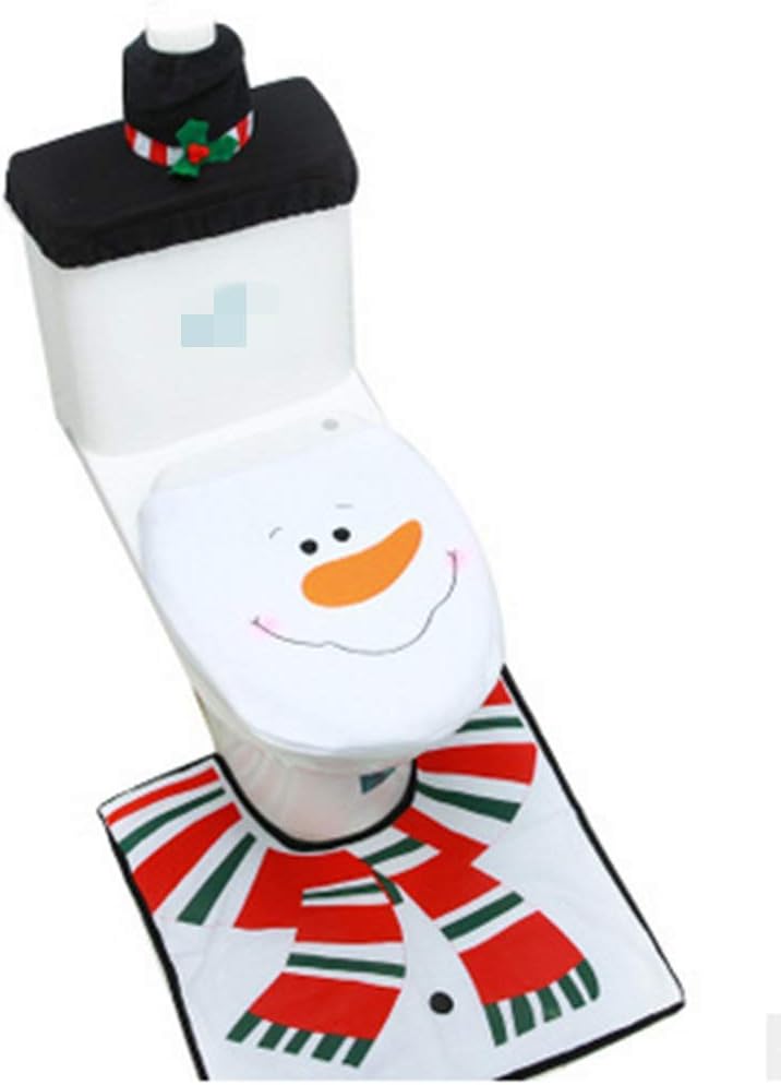 Dada Christmas Toilet Seat Lid Cover and Rug Bathroom Set for Merry Christmas Decoration,Set of 3 (B)