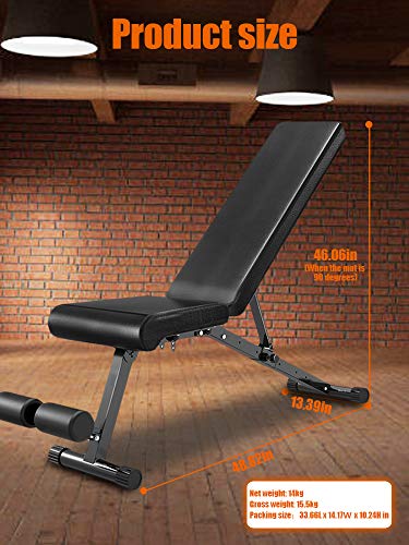 EXF Adjustable Weight Bench Leg Extension,Strength Training Bench for Workout,Flat/Decline Bench for Home Gym Strength Training