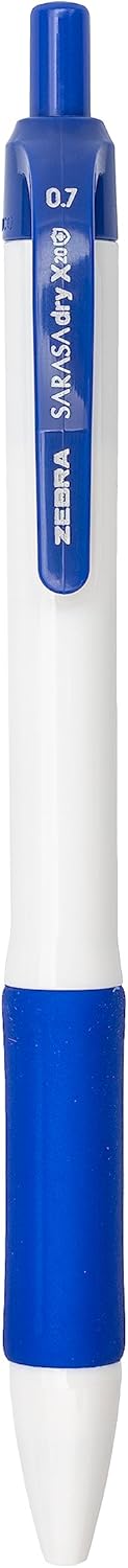 Zebra Pen, SARASA Dry X20+ Retractable Gel Pens, 0.7mm Medium Point, Blue Ink, Fast-Dry Smear-Resistant Gel, Protective Coated Barrel with Comfort Grip, Left-Hand Friendly, 12-Pack (41620) - Image 4