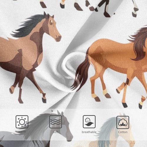 Underwear for Girls, Cute Horse White Toddler Girl Briefs, Girls Cotton Underwear, 2T–8 Years3