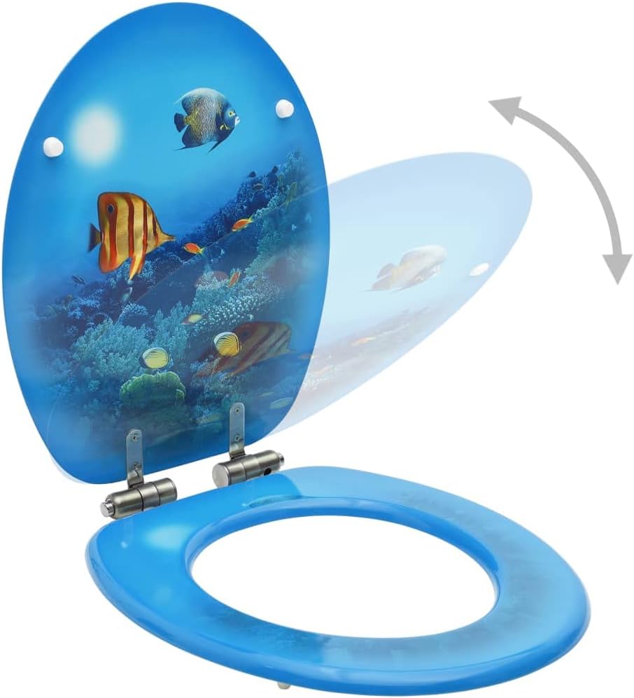 Hardware,Plumbing,Plumbing Fixture Hardware,WC Toilet Seat with Soft Close Lid MDF Deep Sea Design,Parts,Toilet