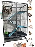 X-Large 31' x 20' x 55'H Two Full Story Double Unit Large Double Large Front Doors Tight 1/2-inch Wire Spacing for Feisty Ferret Hammock Chinchilla Cat Sugar Glider Home On Wheels