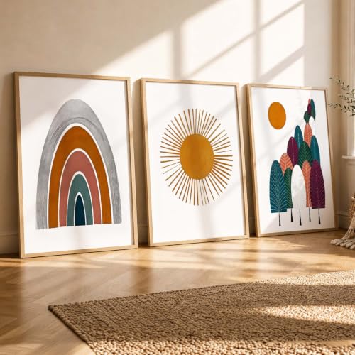 Image of kotart Distinctive Boho Painting Wall Art Home Decoration Paintings With Frame For Living Room Bed Room Hotel Wall Decor Digital Reprint Set of 3