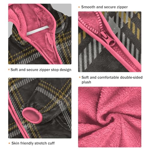 GuoChe Buffalo Plaid Tartan Check Scotland Brown Sherpa Jacket3