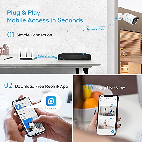 Reolink 4K Security Camera System, 4Pcs H.265 Poe Wired 4K Cameras With Person Vehicle Detection, 4K/8Mp 8Ch Nvr With 2Tb Hdd For 24-7 Recording, Rlk8-810B2D2-A #TOP4