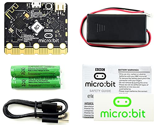 Original BBC Micro:bit V2 Go Kit,Faster ARM Cortex-M4 nRF52833 Processor, Built-in Speaker and Microphone Touch Sensitive Logo, 2.4G Radio/BLE Bluetooth 5.0
