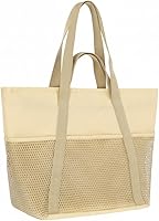 F-color Waterproof Beach Tote Bag for Women - Machine Washable Zippered Travel Bag for Cruise Swim Vacation Essentials