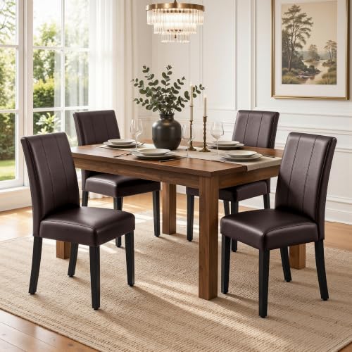 CHUN YI Dining Chairs Set of 4, Faux Leather Dining