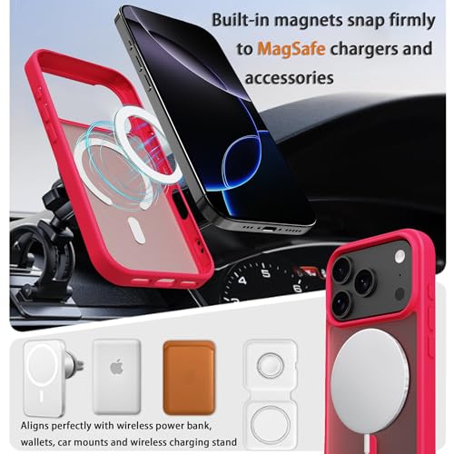 Image of Magnetic for iPhone 17 Pro Phone Case, [Compatible with MagSafe], Screen Protector X1, [Military Grade Drop Protection],Matte Finish,Slim,Shockproof,Protective (Pulm Pink, iPhone 17 Pro)