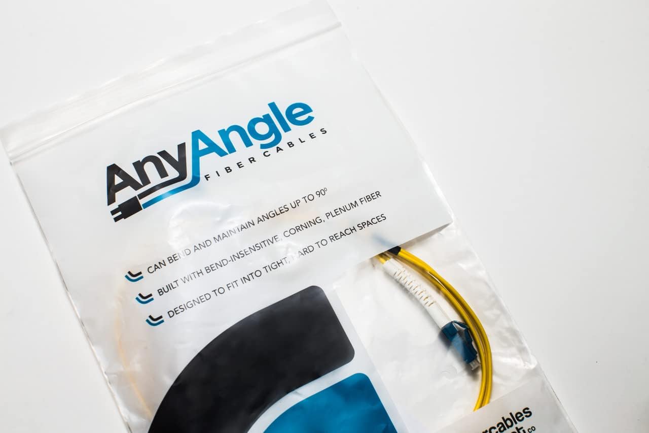 FiberCablesDirect LC LC OS2 AnyAngle Fiber Optic Patch Cable – 10mm Bend Radius Corning Glass | 25.0m (82.0ft) | Flexible for High-Density Racks, Patch Panels, Tight Routing