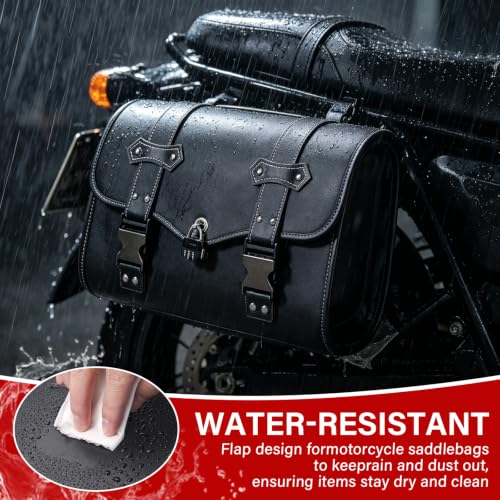Bolsa de motocicleta con cierre de contraseña, antirrobo, cuero PU grueso, bolsa trasera multiuso grande negra universal (38x15x25cm) miniatura 7