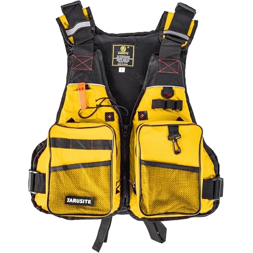 Chaquetas de Pesca con Cinturón Ajustable y Cremallera, Chaqueta con Bolsillos for Rafting en Kayak, Deportes Acuáticos al Aire Libre(Yellow)