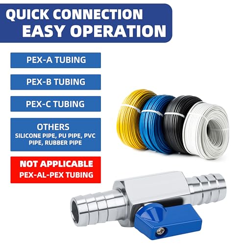 PEX Ball Valve - 3/8", 304 Stainless Steel Double Barbed Ball Valve, High Temperature & Pressure Resistance, Corrosion-Proof for Water, Oil, Gas, Industrial/Home Plumbing & Irrigation Systems 10*10mm by SYWUWV - Used condition - Image 3